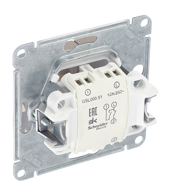 Выключатель Systeme Electric Glossa двухклавишный встраиваемый титан (GSL000451)