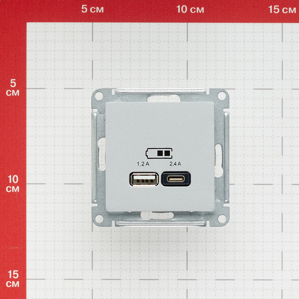 Розетка USB Systeme Electric AtlasDesign встраиваемая алюминий USB-A/ Type-C (ATN000339)