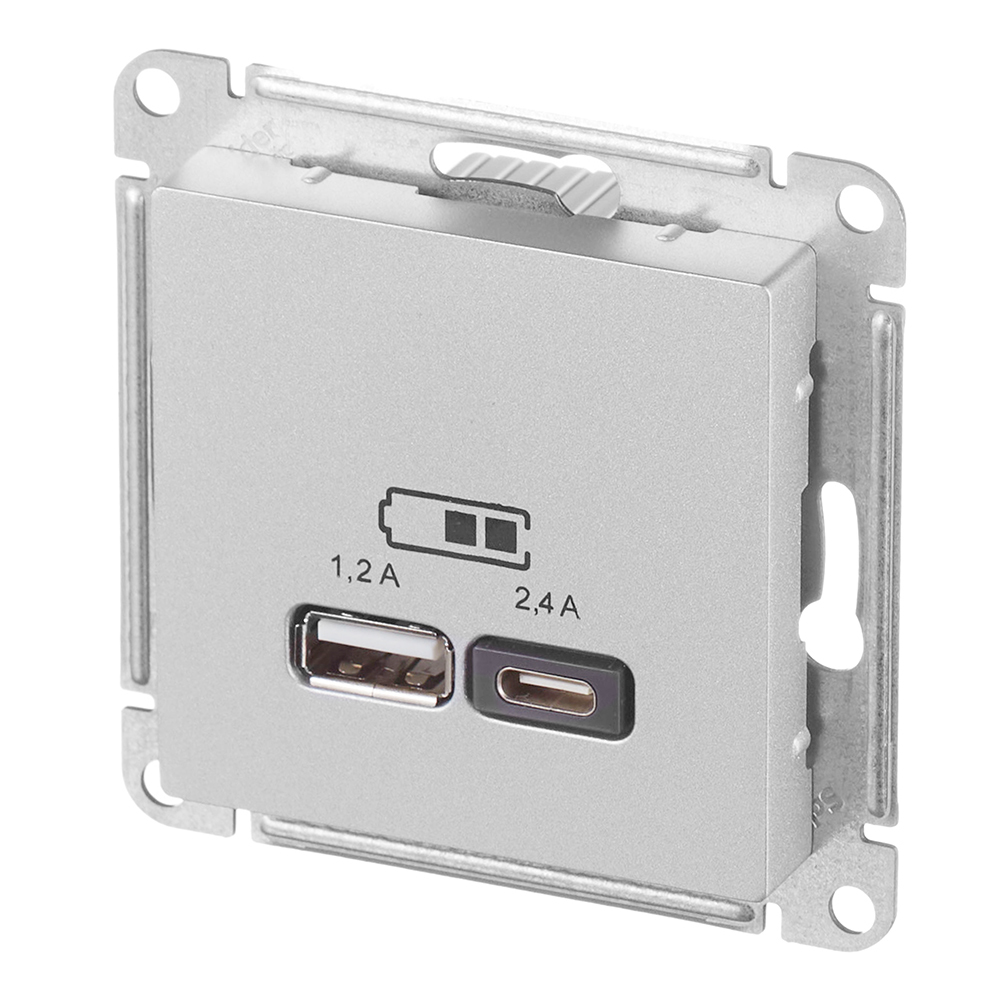 Розетка USB Systeme Electric AtlasDesign встраиваемая алюминий USB-A/ Type-C (ATN000339)