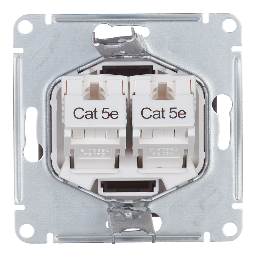 Розетка компьютерная Systeme Electric AtlasDesign встраиваемая карбон 2хRJ45 (ATN001085)