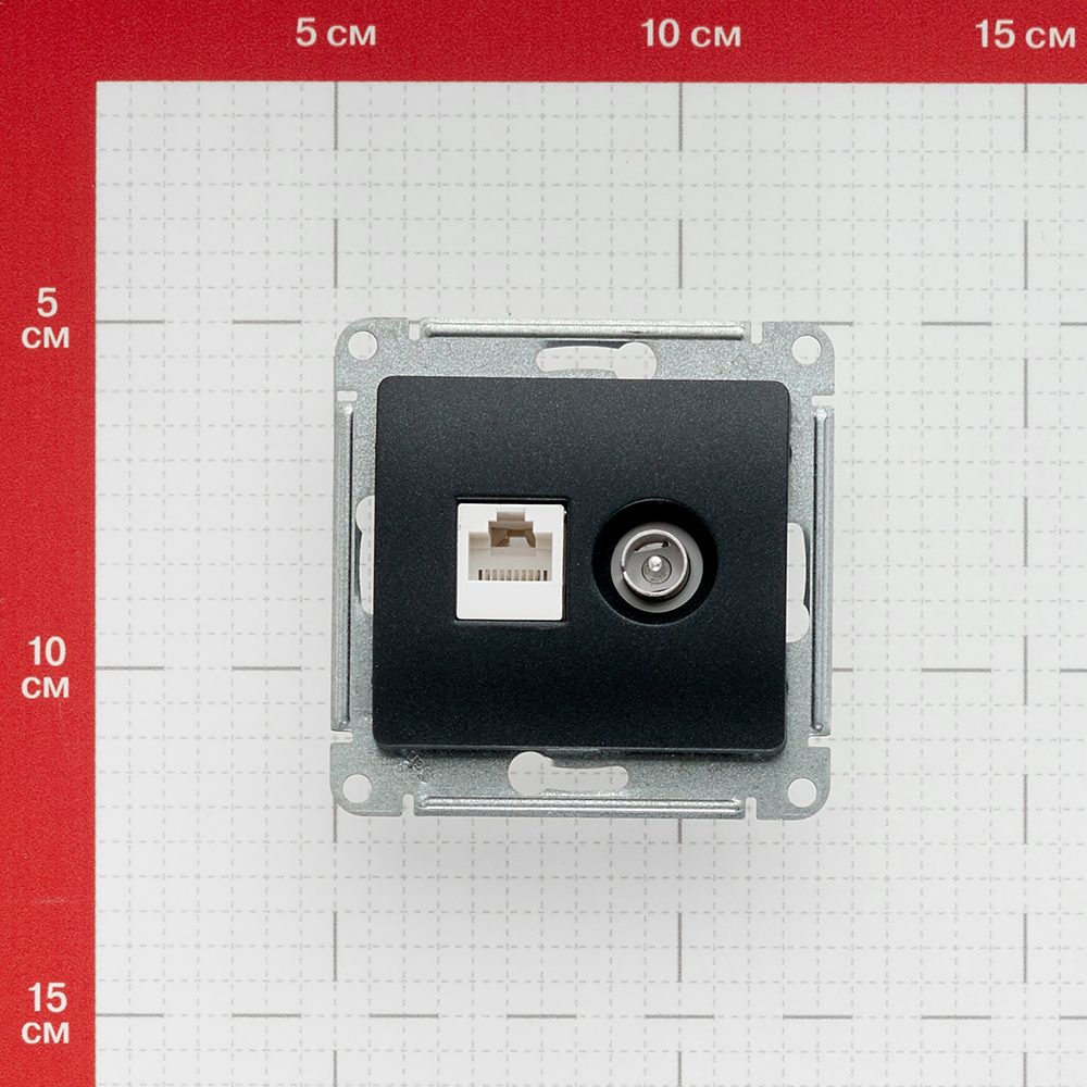 Розетка телевизионная/ компьютерная Systeme Electric Glossa встраиваемая антрацит TV/ RJ45 (GSL000789)