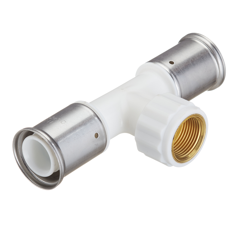 Тройник Henco (13PKW-320532) 32(пресс) х 3/4 ВР(г) х 32(пресс) белый PVDF