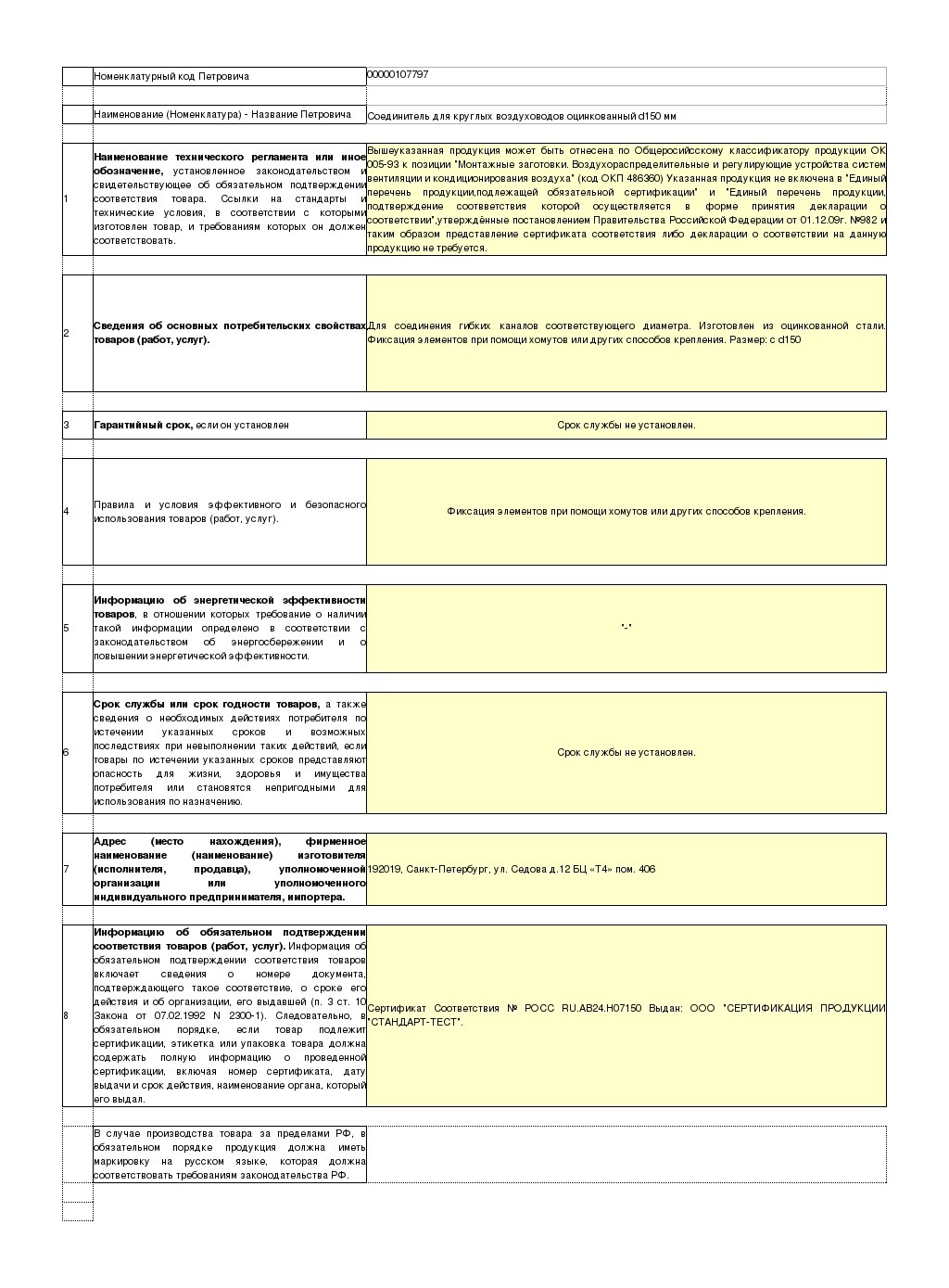 Соединитель для круглых воздуховодов d150 мм оцинкованный Era Pro