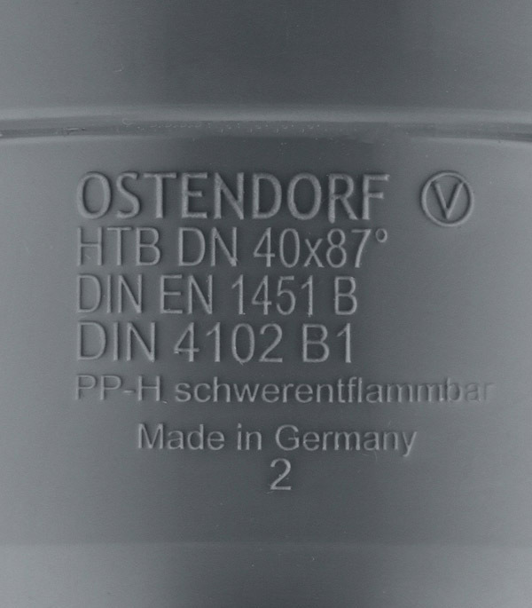 Отвод Ostendorf НТВ d40 мм 87° пластиковый для внутренней канализации (111140)