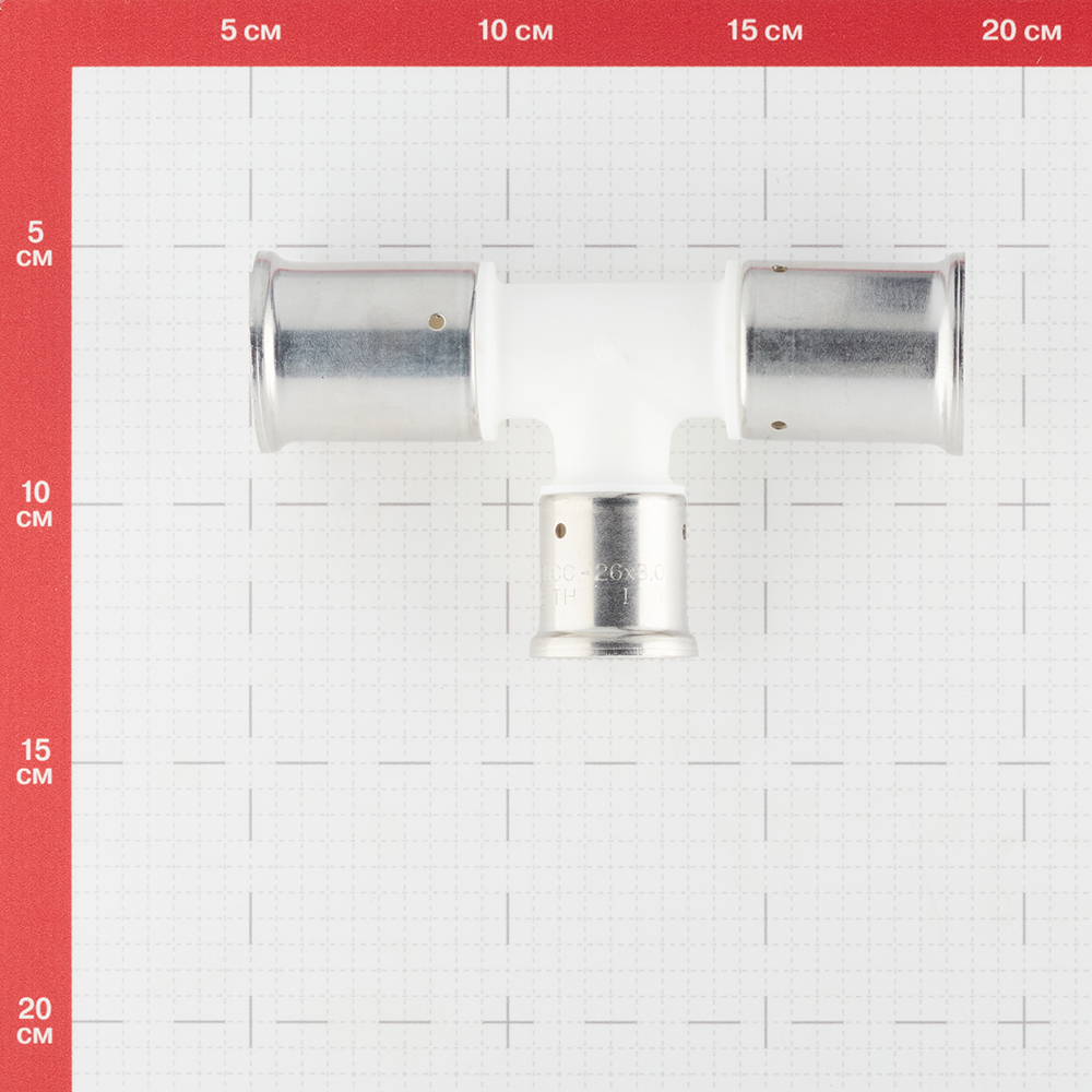 Тройник Henco (10PKW-322632) 32(пресс) х 26(пресс) х 32(пресс) белый PVDF