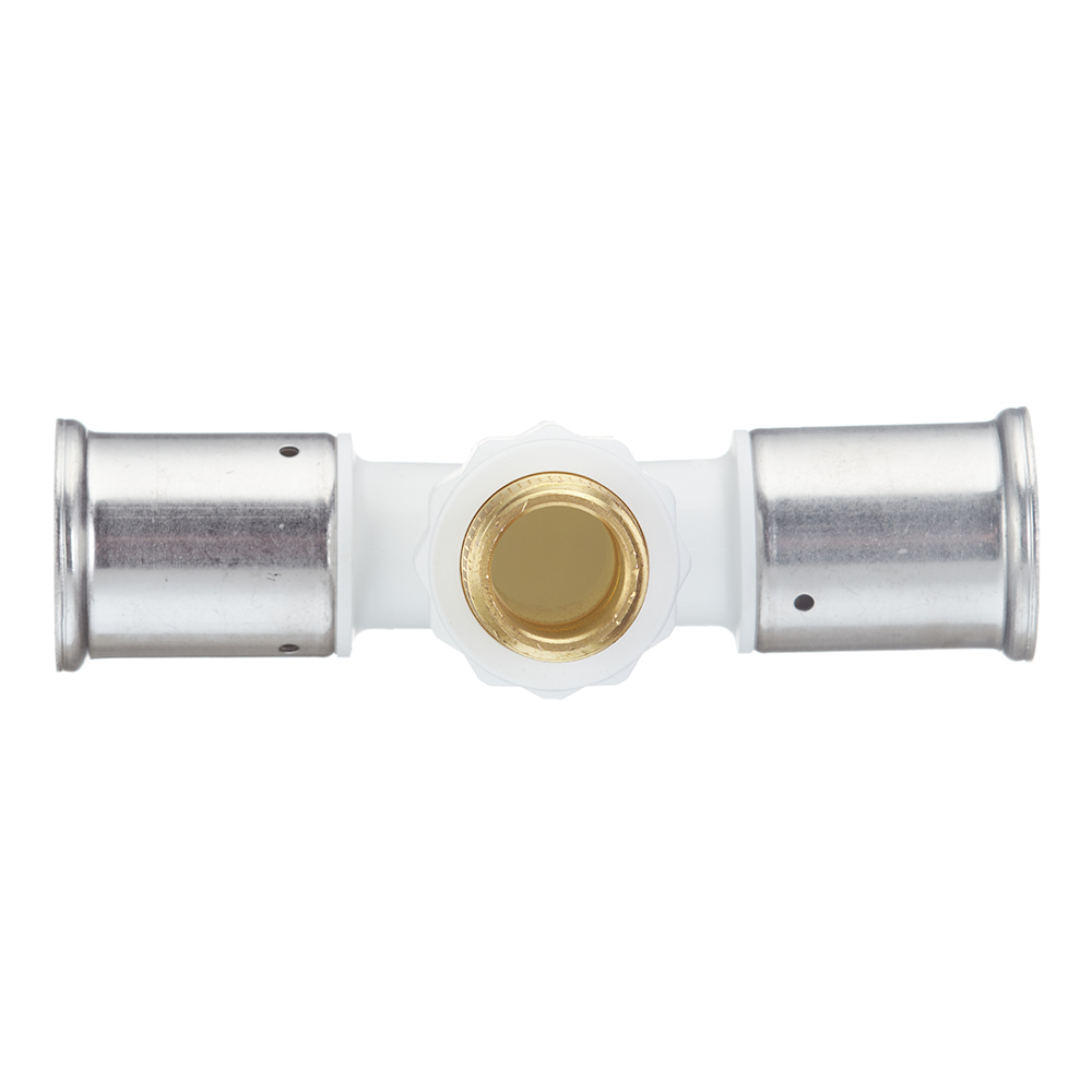 Тройник Henco (14PKW-320532) 32(пресс) х 3/4 НР(ш) х 32(пресс) белый PVDF
