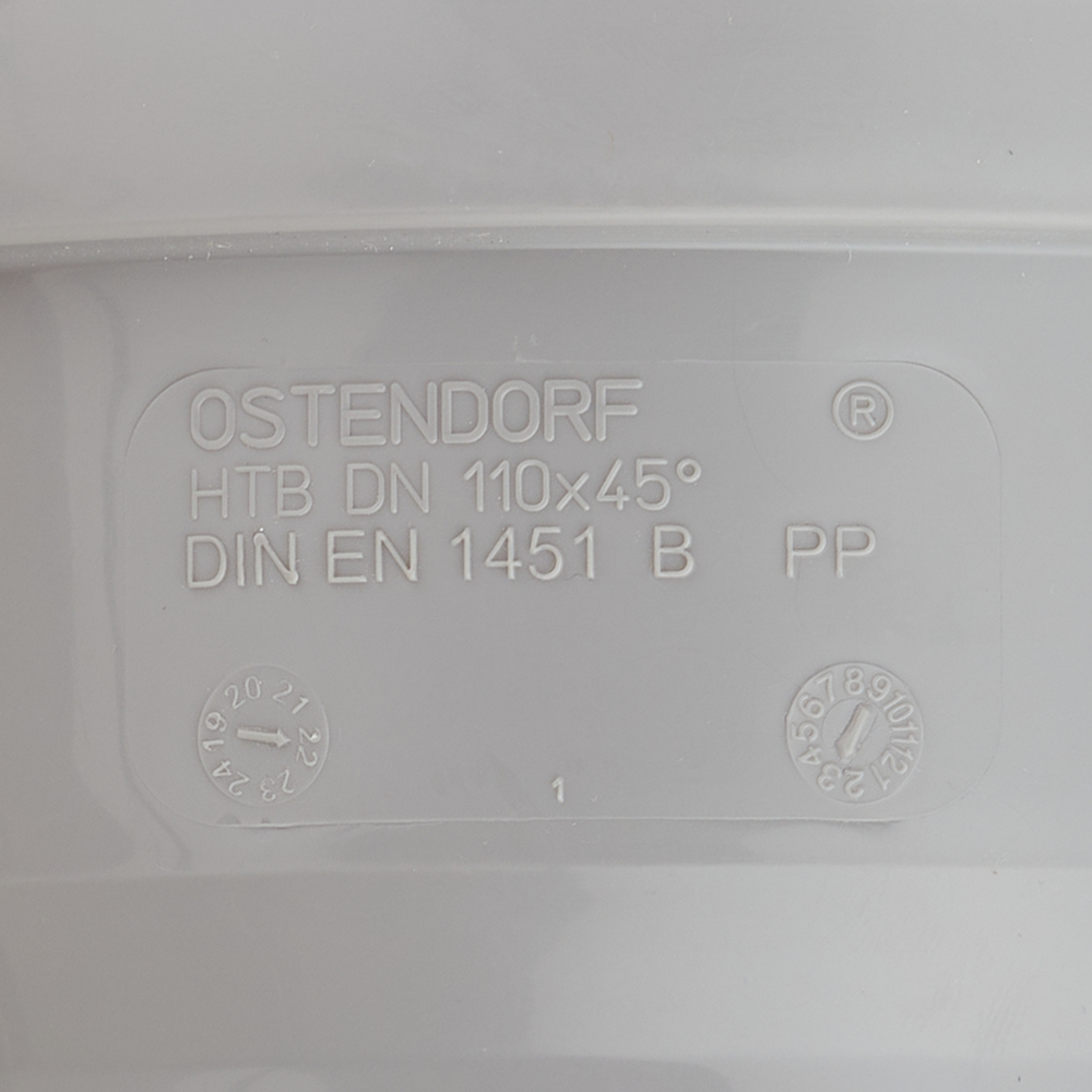 Отвод Ostendorf HTB d110 мм 45° пластиковый для внутренней канализации (115120)