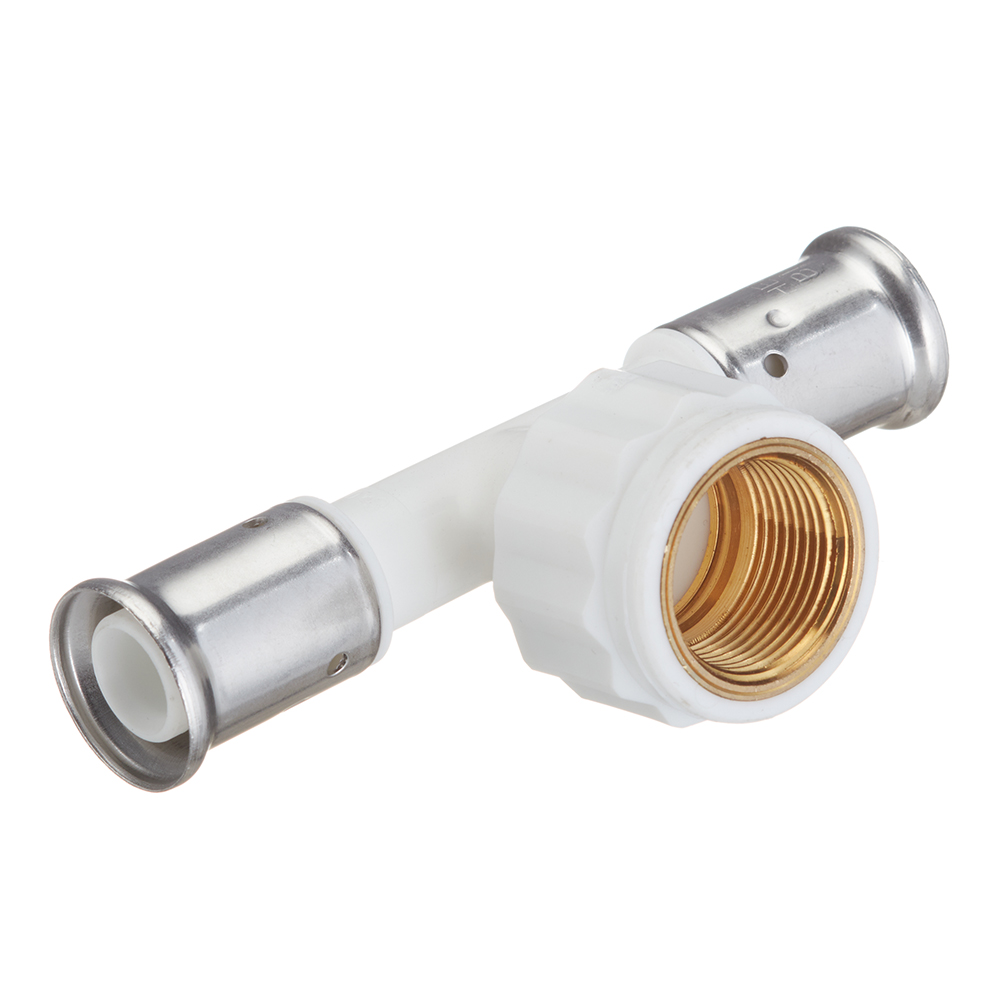 Тройник Henco (13PKW-200520) 20(пресс) х 3/4 ВР(г) х 20(пресс) белый PVDF