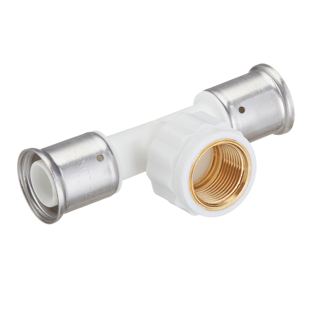 Тройник Henco (13PKW-260526) 26(пресс) х 3/4 ВР(г) х 26(пресс) белый PVDF