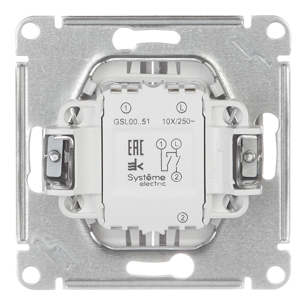 Выключатель Systeme Electric Glossa двухклавишный встраиваемый белый (GSL000151)