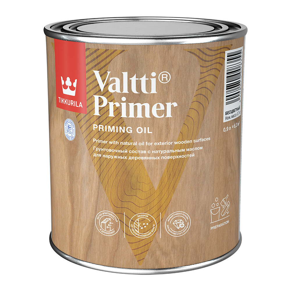Антисептик Tikkurila/Tikkivala Valtti Primer грунтовочный для дерева бесцветный 0,9 л
