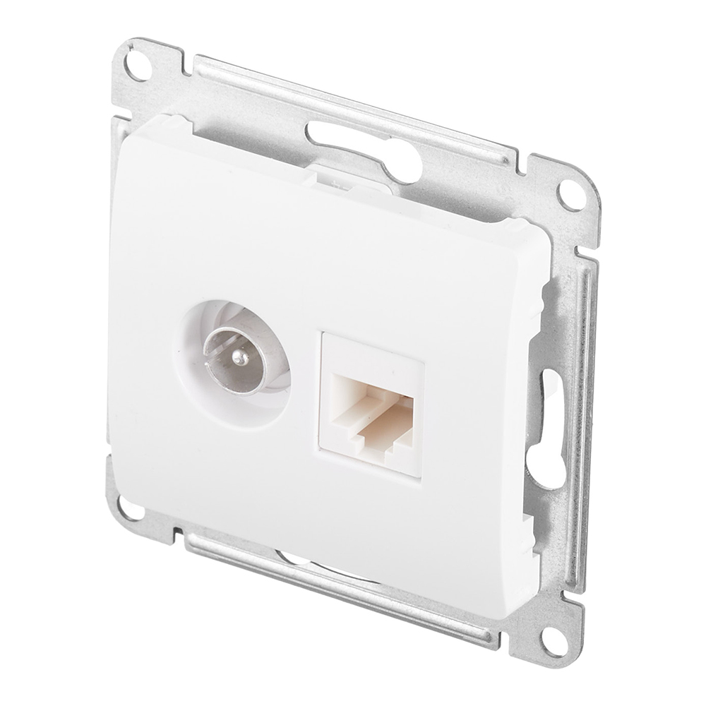 Розетка телевизионная/ компьютерная Systeme Electric Glossa встраиваемая белая TV/ RJ45 (GSL000189)