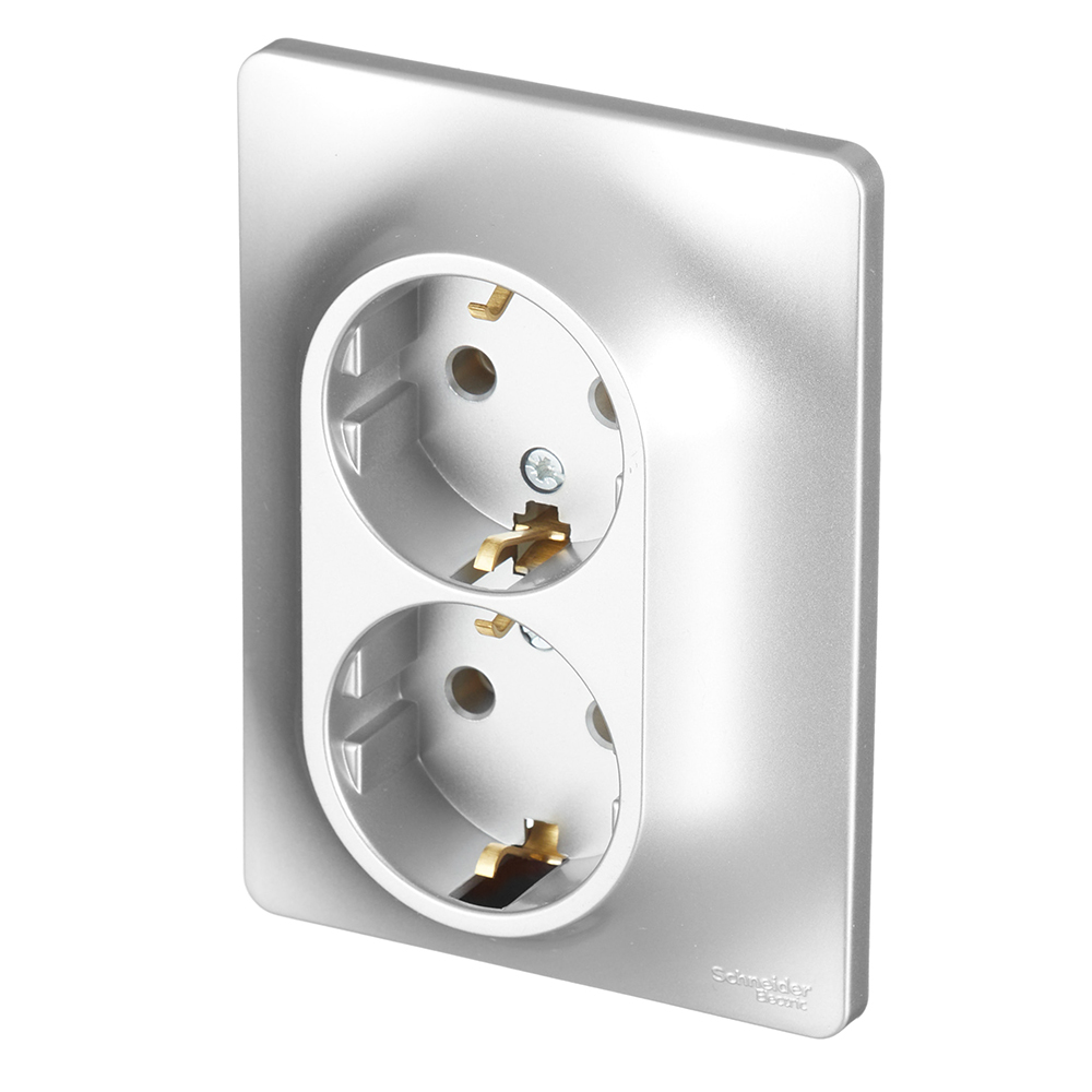 Розетка Systeme Electric Glossa встраиваемая алюминий (GSL000324)