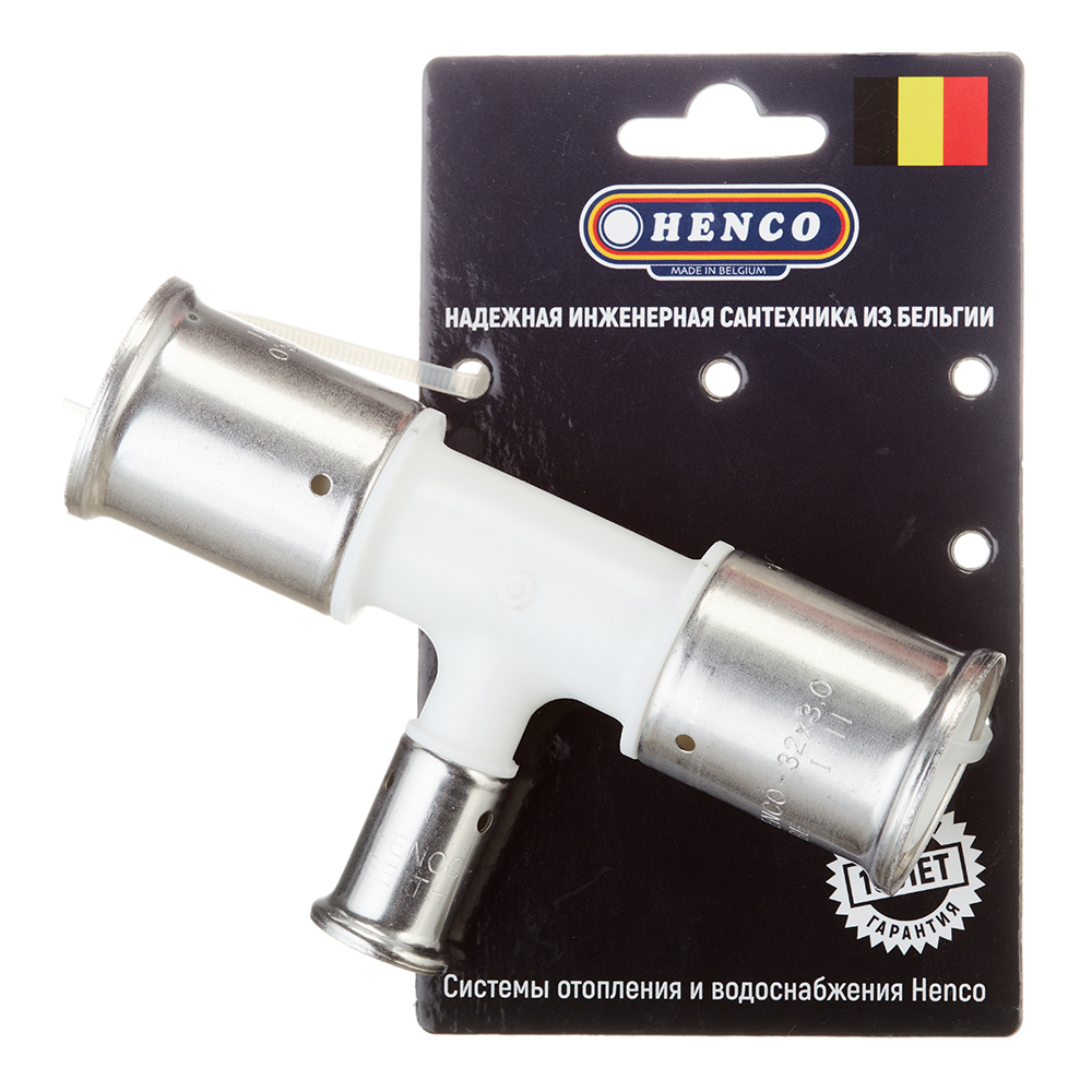 Тройник Henco (10PKW-321632) 32(пресс) х 16(пресс) х 32(пресс) белый PVDF