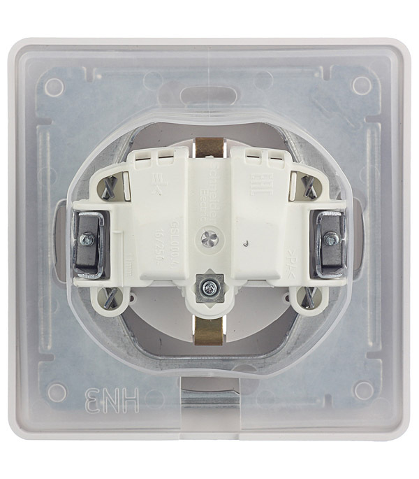 Розетка Systeme Electric Glossa встраиваемая белая со шторками с крышкой (GSL000148)