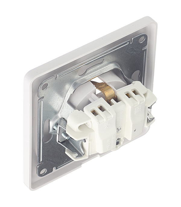 Розетка Systeme Electric Glossa встраиваемая белая со шторками с крышкой (GSL000148)