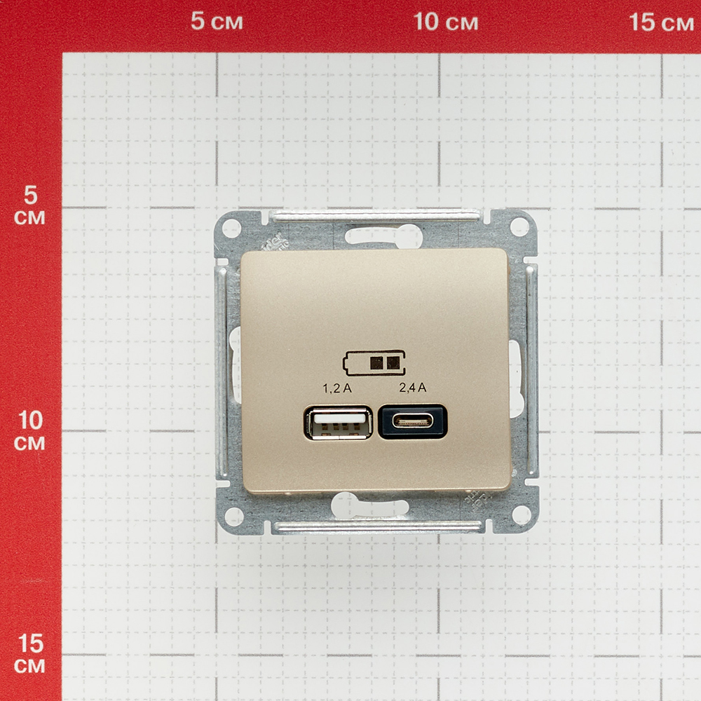 Розетка USB Systeme Electric Glossa встраиваемая титан USB-A/ Type-C (GSL000439)