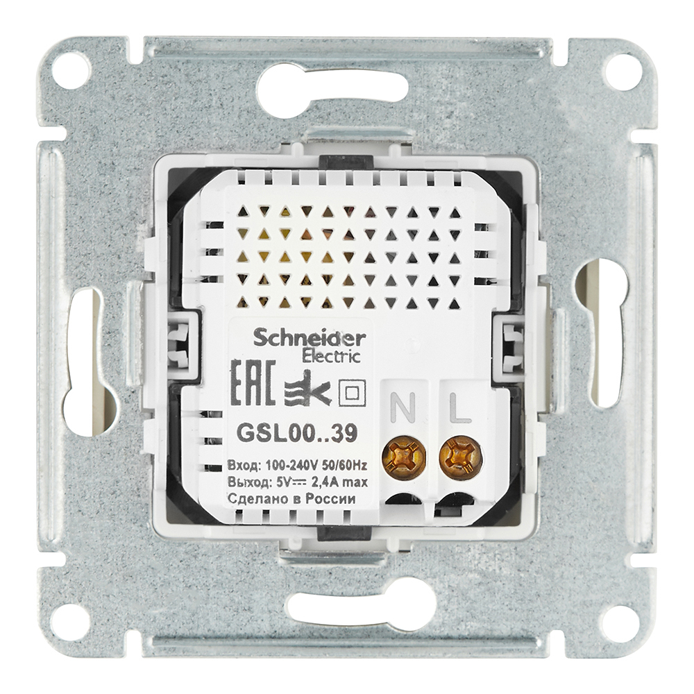 Розетка USB Systeme Electric Glossa встраиваемая титан USB-A/ Type-C (GSL000439)