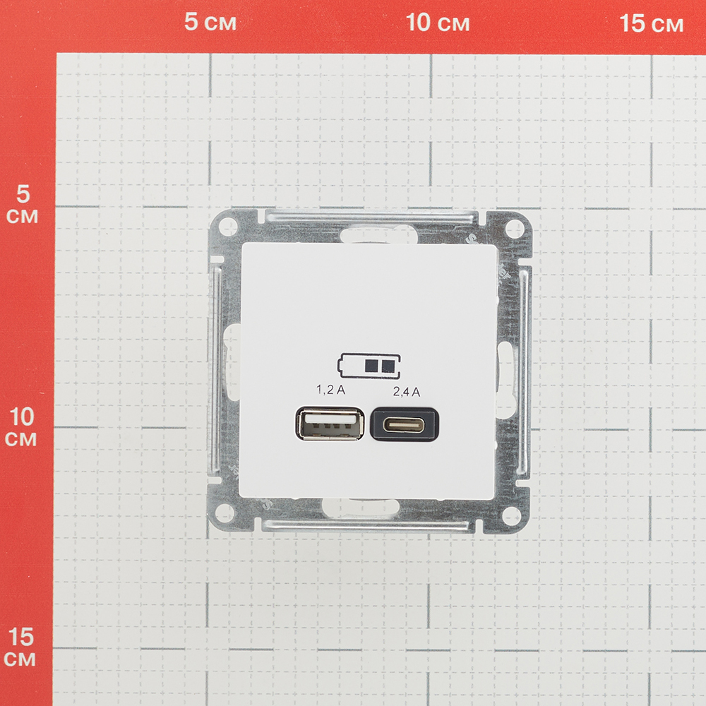 Розетка USB Systeme Electric AtlasDesign встраиваемая белая USB-A/ Type-C (ATN000139)