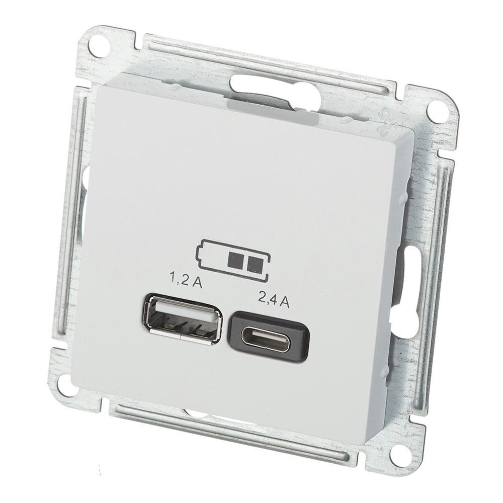 Розетка USB Systeme Electric AtlasDesign встраиваемая белая USB-A/ Type-C (ATN000139)