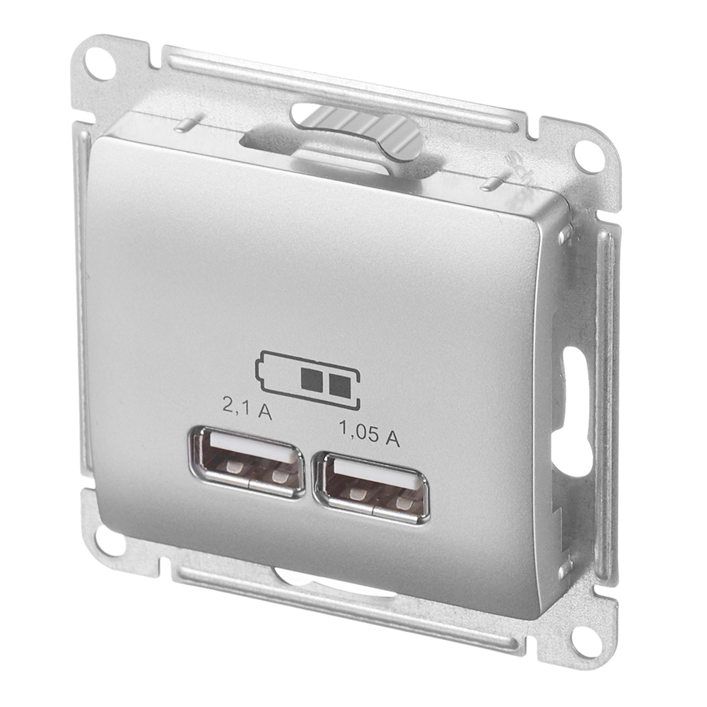 Розетка USB Systeme Electric Glossa встраиваемая алюминий 2хUSB-A (GSL000333)