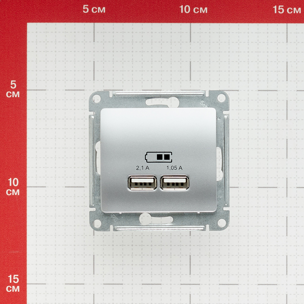 Розетка USB Systeme Electric Glossa встраиваемая алюминий 2хUSB-A (GSL000333)