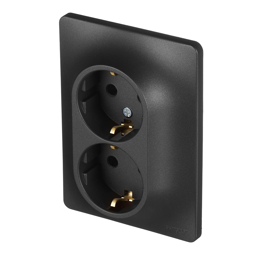 Розетка Systeme Electric Glossa встраиваемая антрацит (GSL000724)