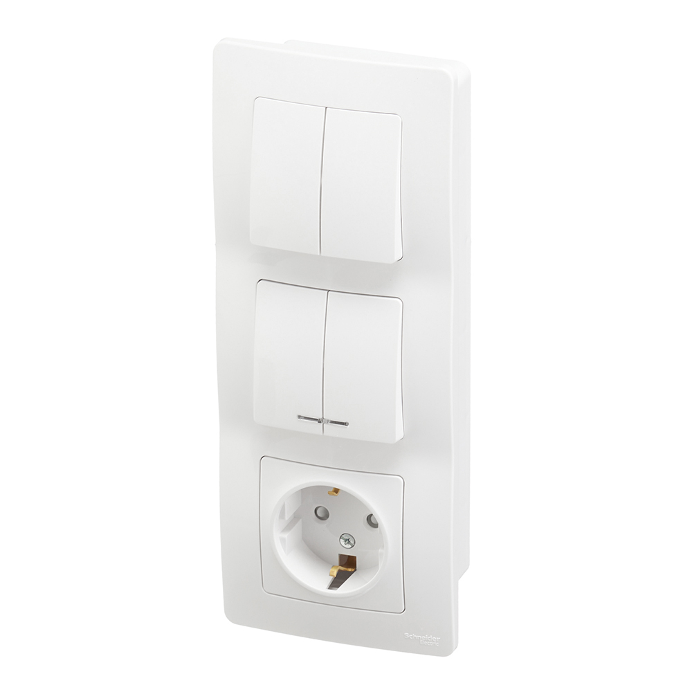 Блок выключатель и розетка Systeme Electric Blanca четырехклавишный встраиваемый белый с подсветкой (BLNBS102211)