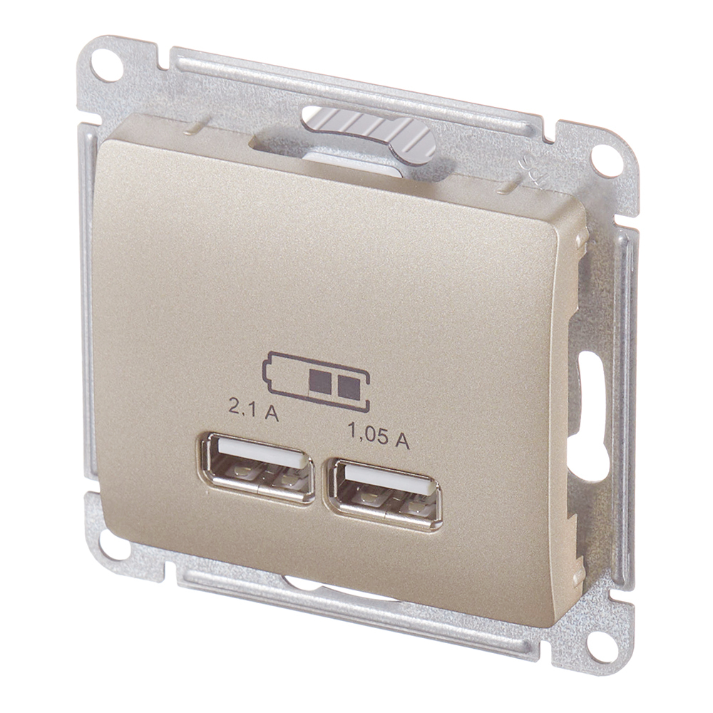 Розетка USB Systeme Electric Glossa встраиваемая титан 2хUSB-A (GSL000433)