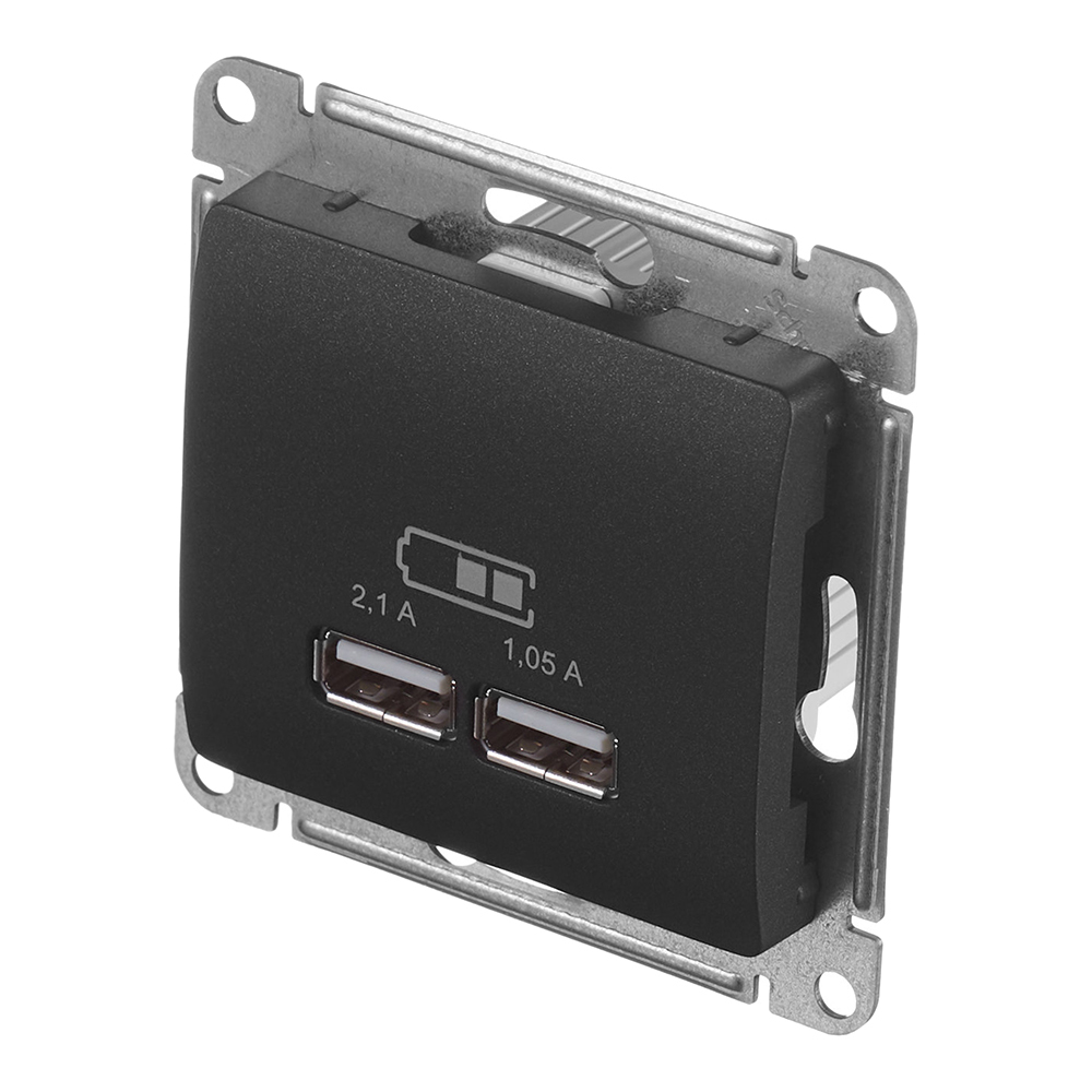 Розетка USB Systeme Electric Glossa встраиваемая антрацит 2хUSB-A (GSL000733)
