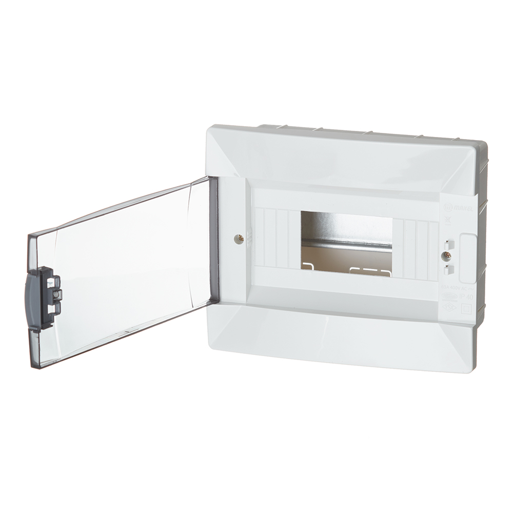 Щит распределительный встраиваемый Makel ЩРВ-П-8 пластиковый IP40 210х175х95 мм 8 модулей с DIN-рейкой и нулевой шиной