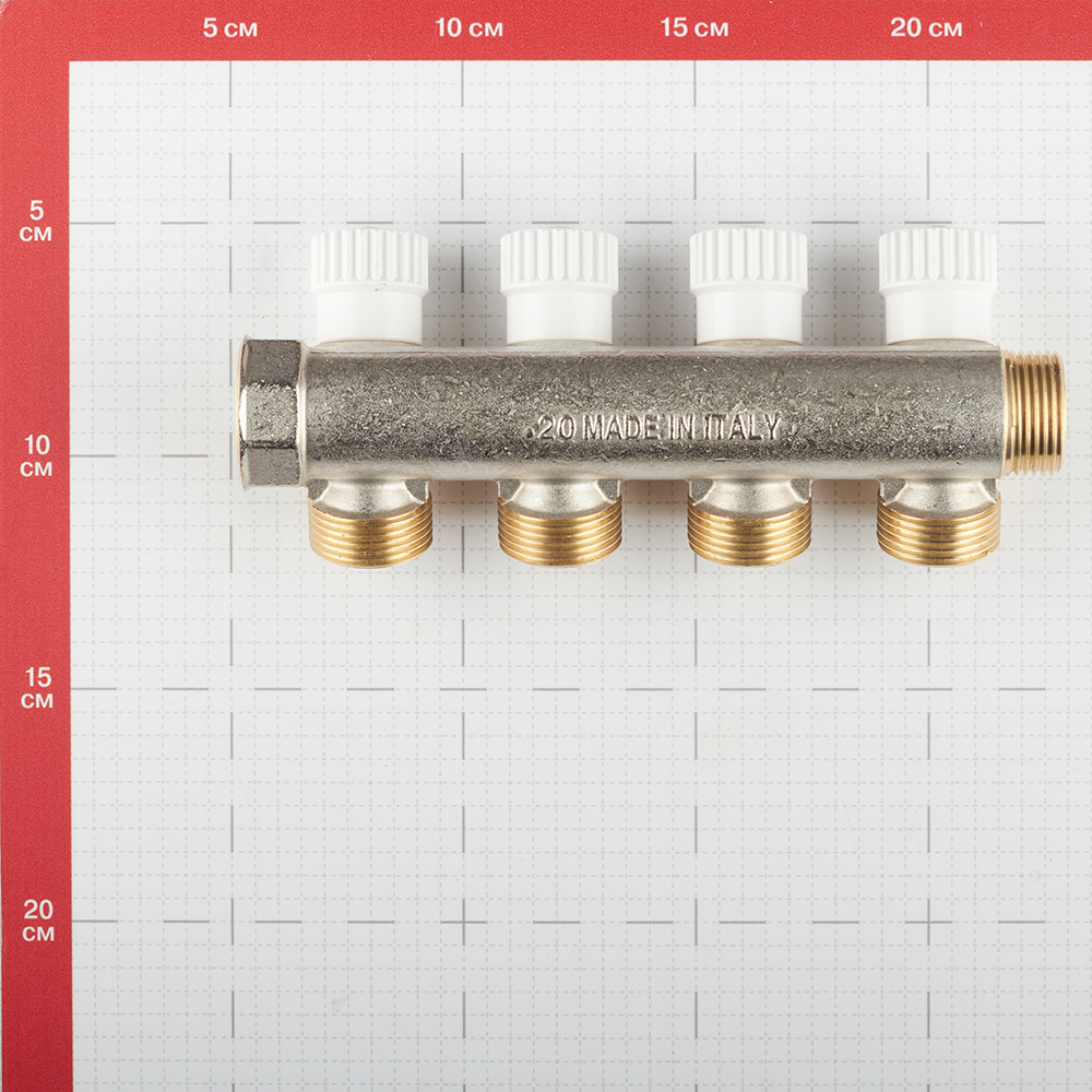 Коллектор Stout 3/4 ВР(г) х 4 выхода 3/4(ЕК) х 3/4 НР(ш) регулирующий (SMB 6851 343404)
