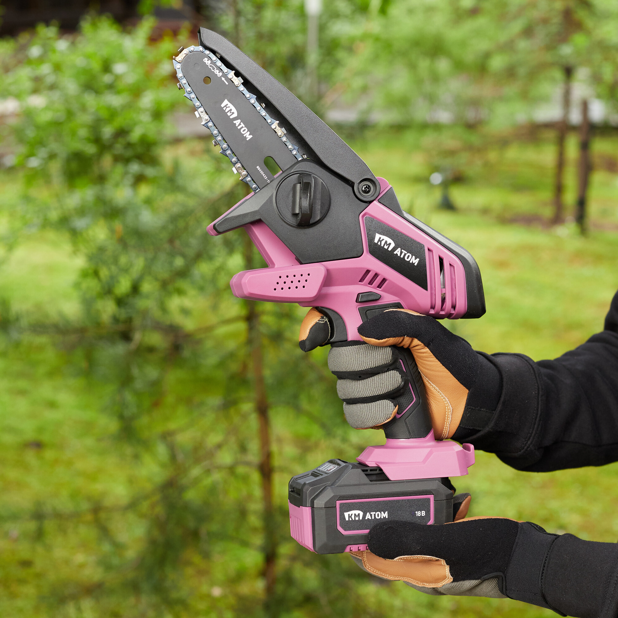 Мини-пила цепная аккумуляторная КМ АТОМ 18 В 4" шаг 1/4" паз 1,1 мм 32 звена без АКБ и ЗУ (CMCS-181)