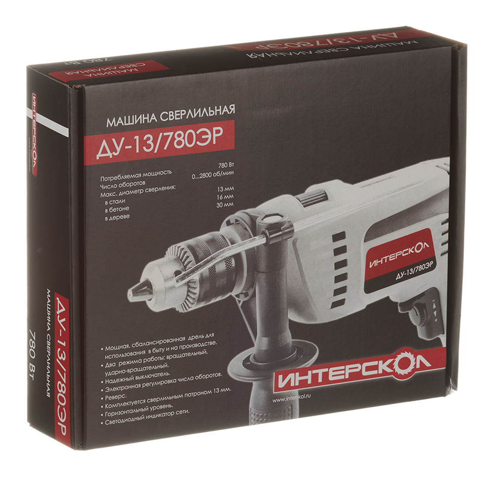 Дрель сетевая ударная Интерскол ДУ-13/780ЭР 780 Вт ключевой патрон (421.1.0.30)