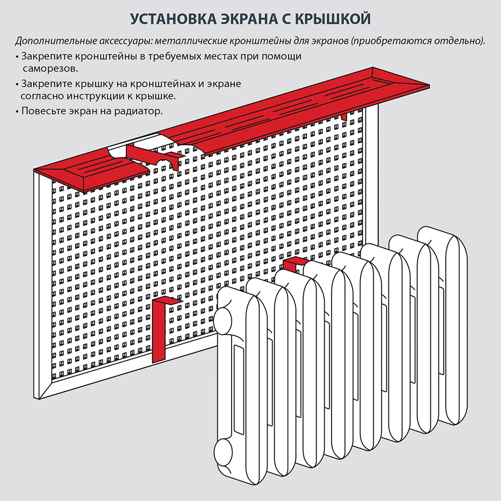Крышка для экрана радиатора 1200х170 мм универсальная сонома