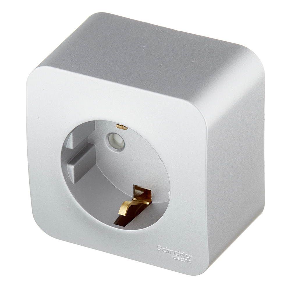 Розетка Systeme Electric Blanca накладная алюминий со шторками (BLNRA011113)