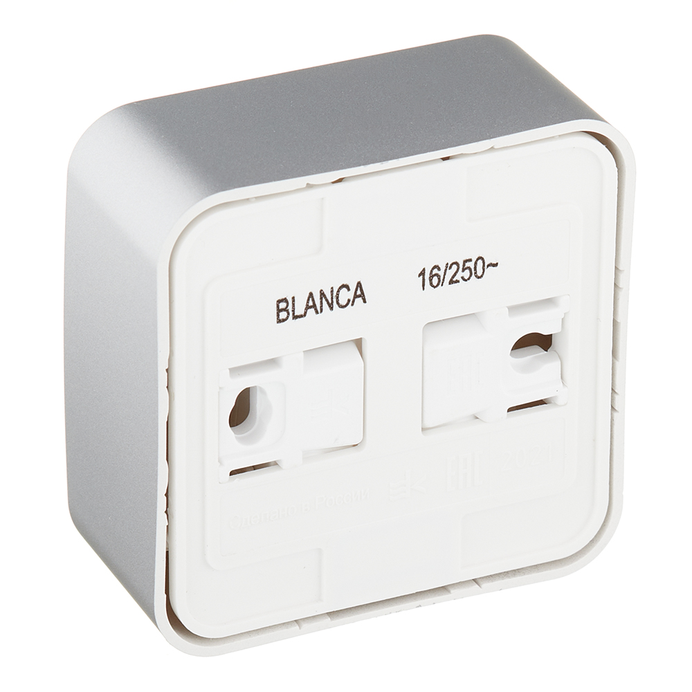 Розетка Systeme Electric Blanca накладная алюминий компакт (BLNRA110113)