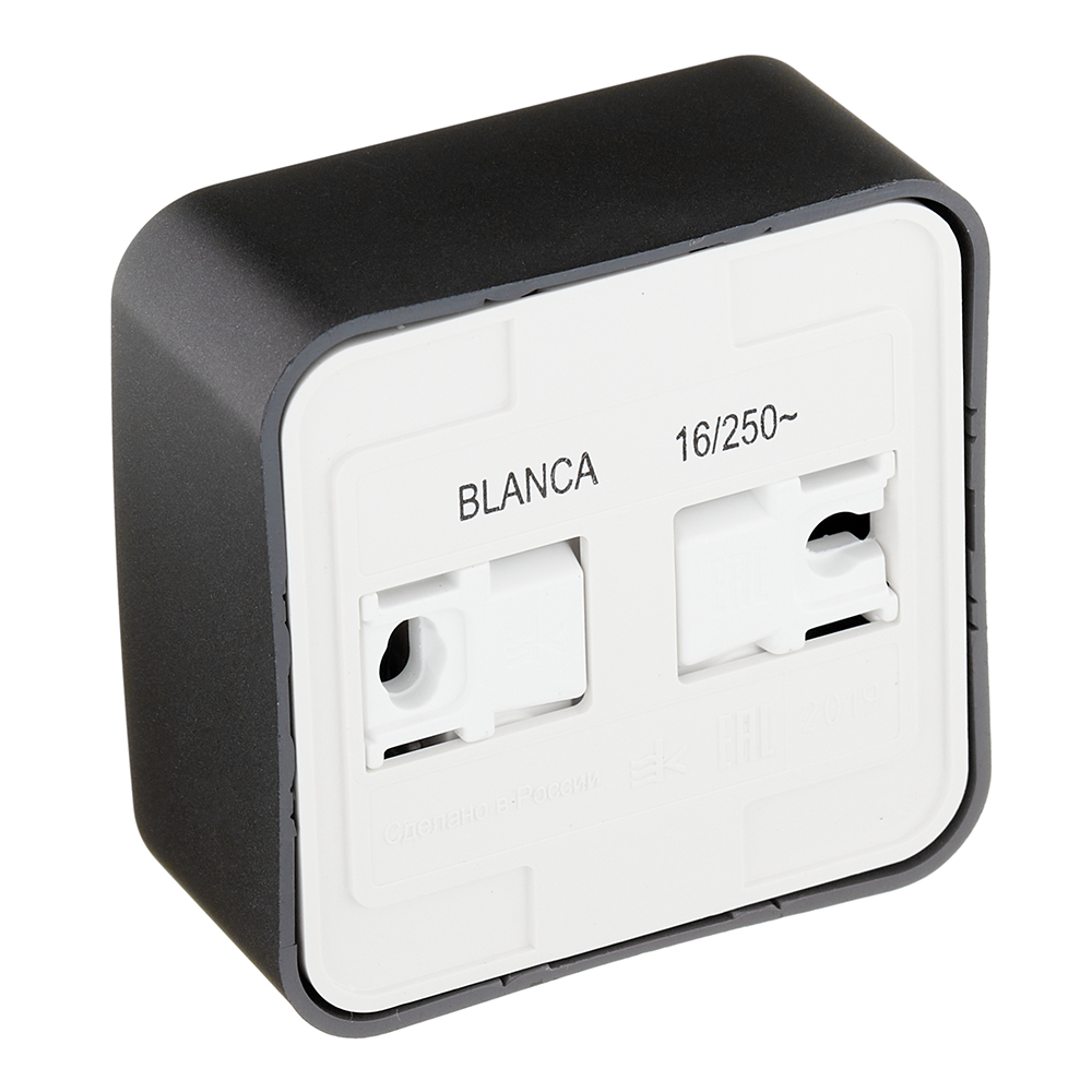 Розетка Systeme Electric Blanca накладная антрацит компакт (BLNRA110116)