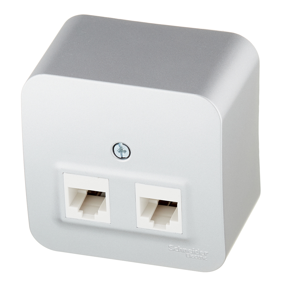 Розетка компьютерная Systeme Electric Blanca накладная алюминий 2хRJ45 (BLNIA045453)