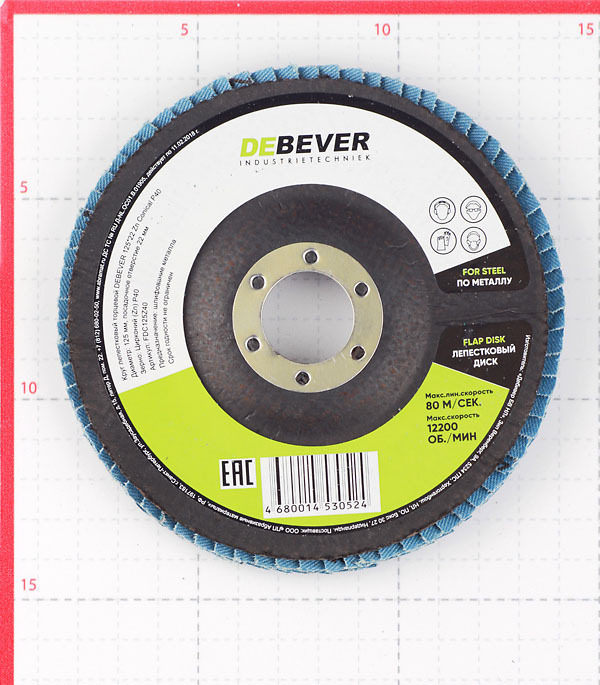 Круг лепестковый по металлу/древесине Debever 125х22,2 мм P40 торцевой (FDC125Z40/524)