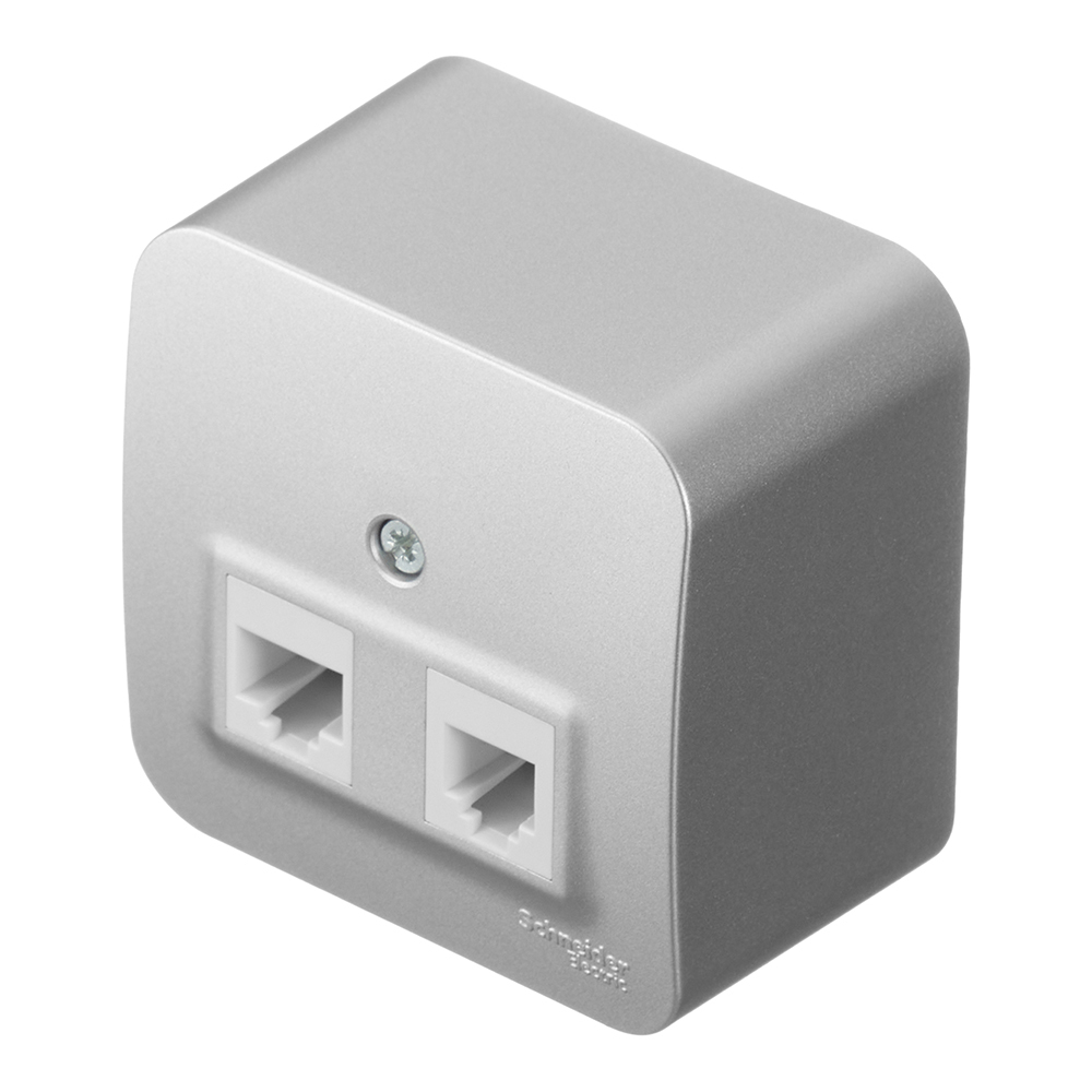 Розетка компьютерная/ телефонная Systeme Electric Blanca накладная алюминий RJ11/ RJ45 (BLNIA045113)