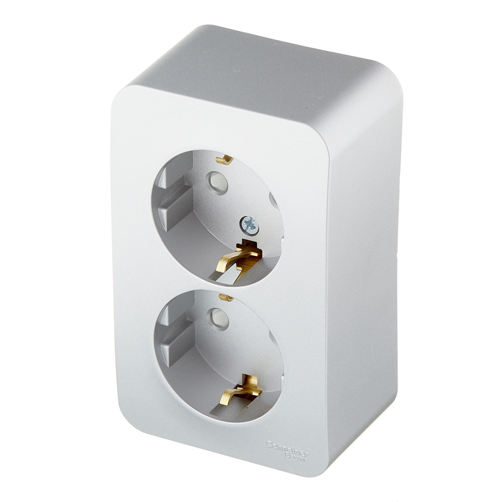 Розетка Systeme Electric Blanca накладная алюминий со шторками (BLNRA011213)