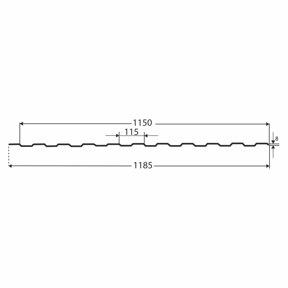 Профнастил С8 1,2х2 м 0,33 мм синий RAL 5005