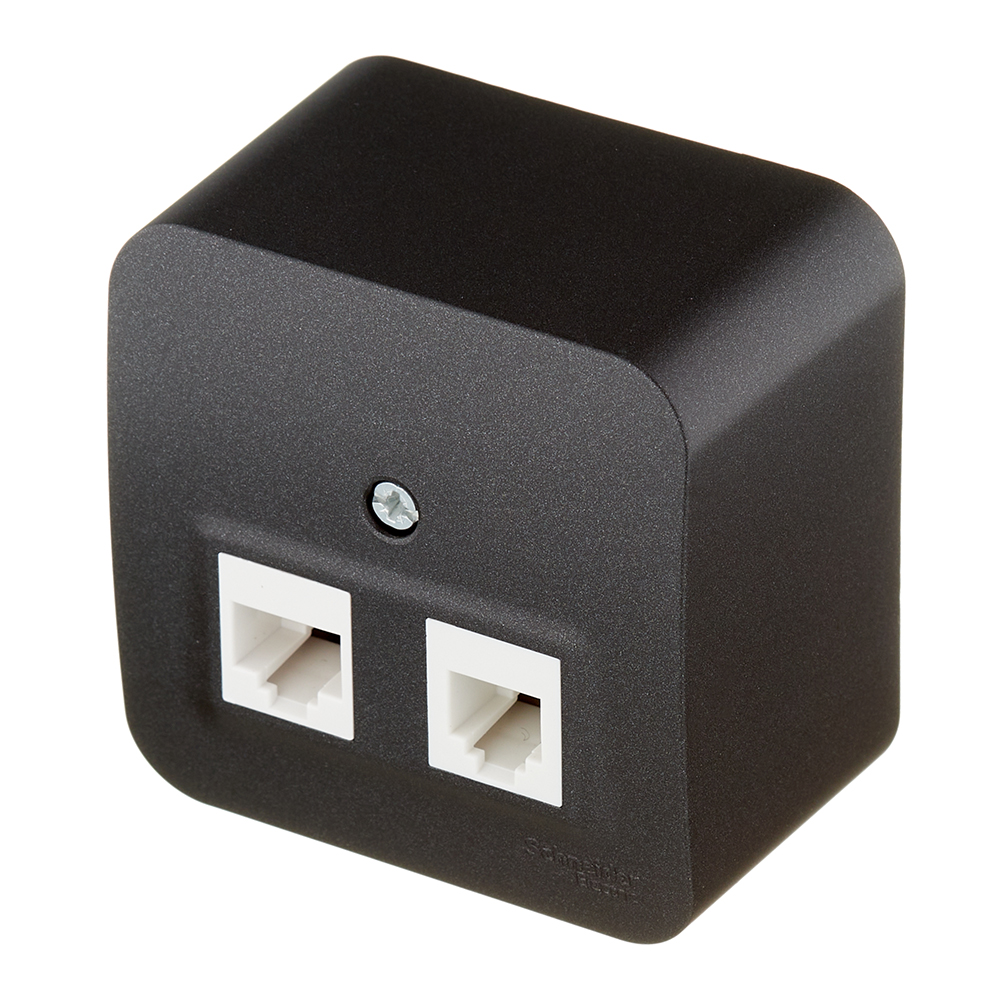 Розетка компьютерная/ телефонная Systeme Electric Blanca накладная антрацит RJ11/ RJ45 (BLNIA045116)