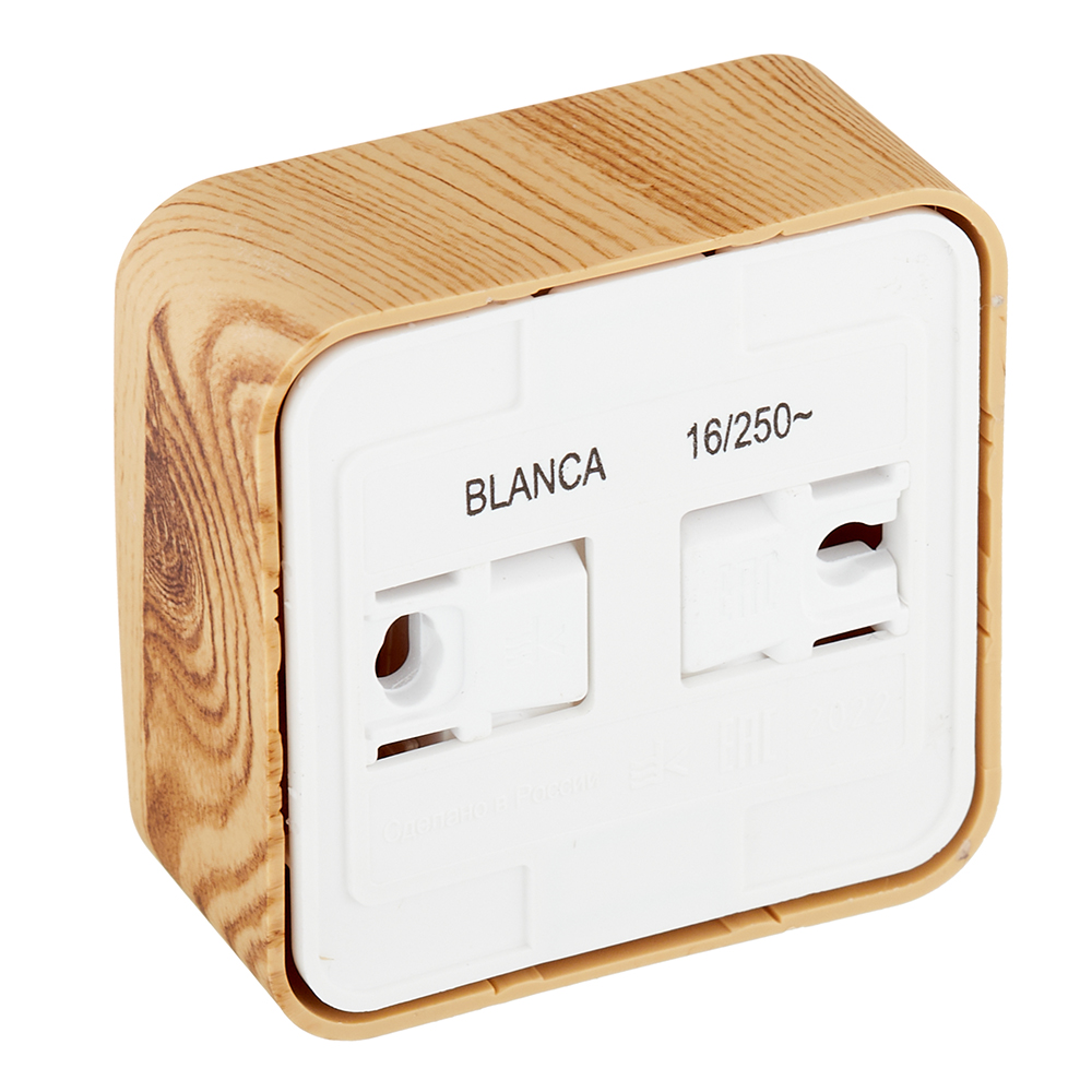 Розетка Systeme Electric Blanca накладная ясень со шторками компакт (BLNRA111115)