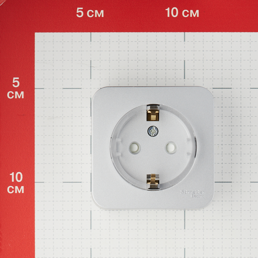Розетка Systeme Electric Blanca накладная алюминий со шторками компакт (BLNRA111113)