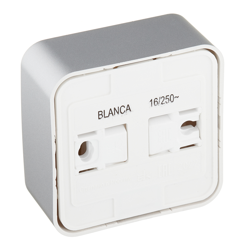 Розетка Systeme Electric Blanca накладная алюминий со шторками компакт (BLNRA111113)