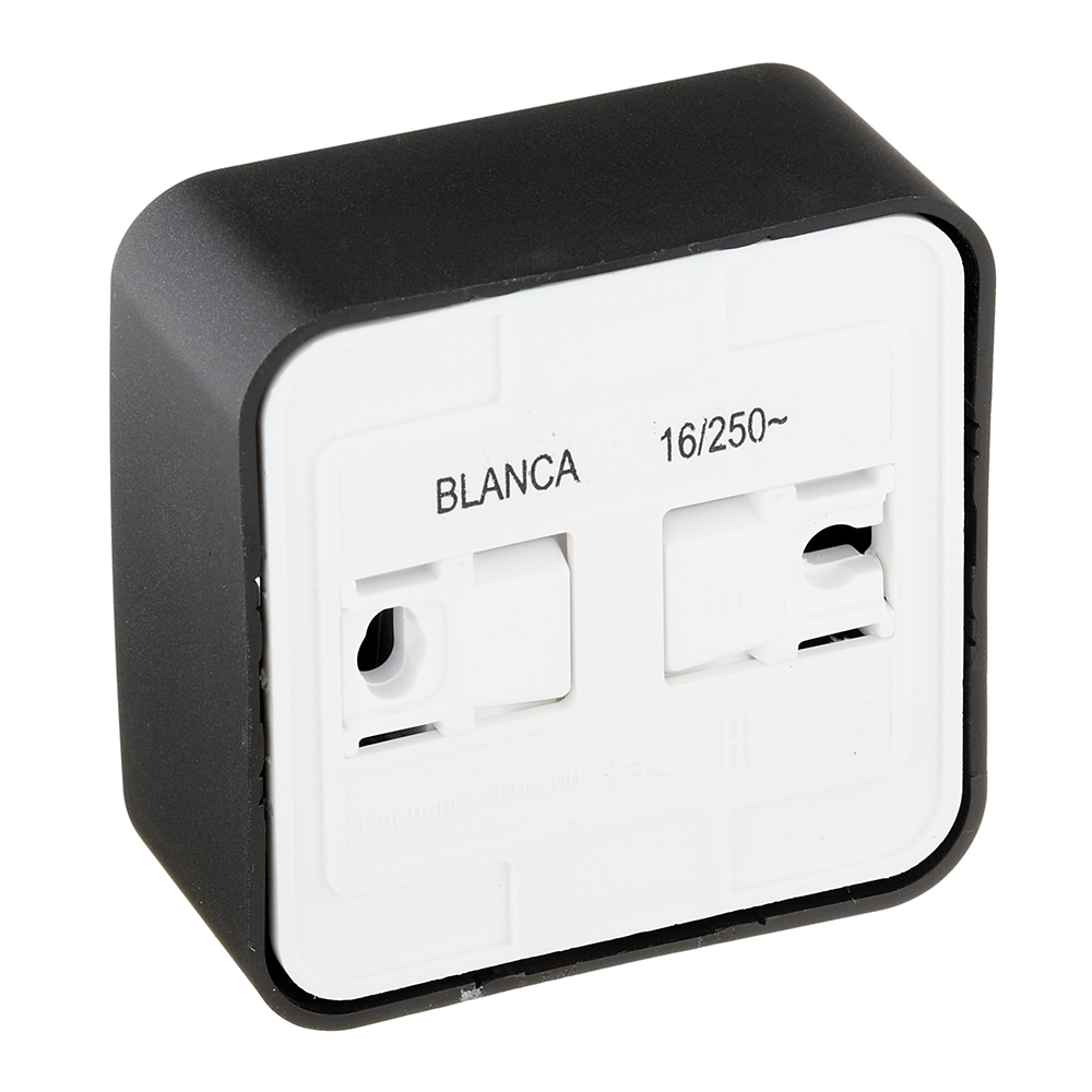 Розетка Systeme Electric Blanca накладная антрацит со шторками компакт (BLNRA111116)