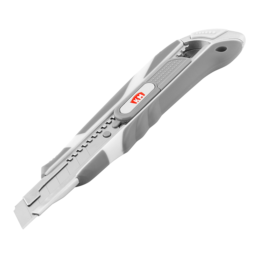 Нож строительный КМ 18 мм с ломающимся лезвием с функцией пружинного лезвия