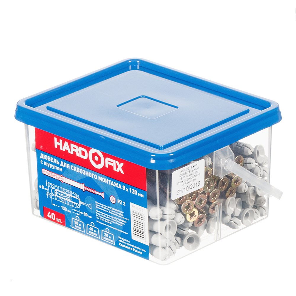 Дюбель распорный Hard-Fix PNDS 8x120 мм нейлон с шурупом для сквозного монтажа (40 шт.)